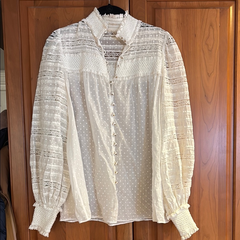 Zimmermann boho white lace blouse